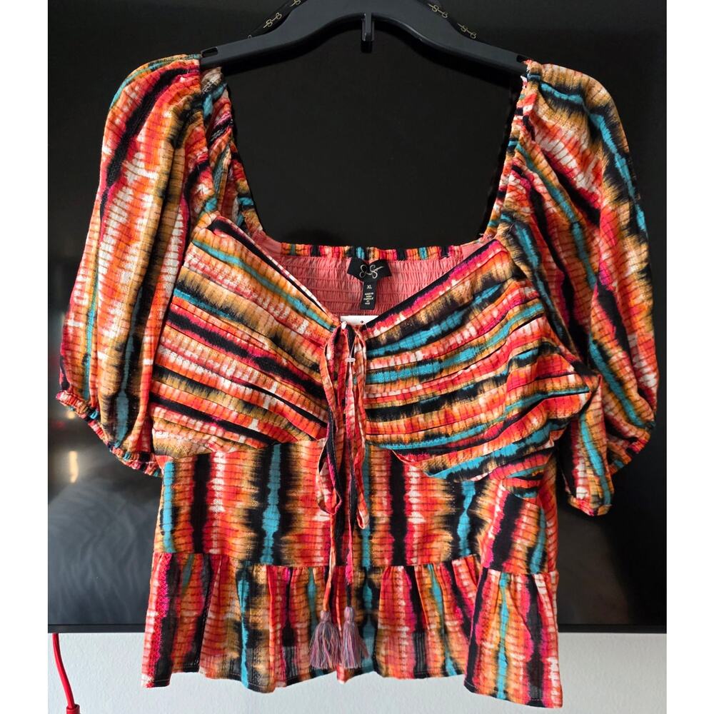 NwT Jessica Simpson 100% Cotton Tie Dye Blouse XL - Picture 4 of 10